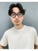 センターパート　大人パーマ