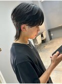 ミニウルフチェリーブラウンホワイトグレージュフェザーパーマ