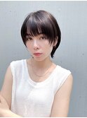 大人ショートボブフェイスレイヤー前髪ありひし形ボブK20250608
