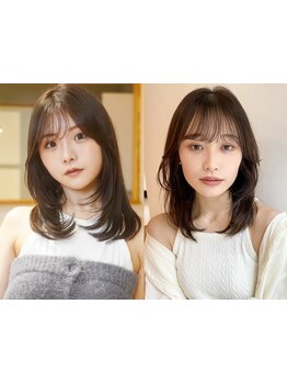 髪質や毛流れを見極めたカットであなたの魅力を引き出すトレンド感のあるミディアム、ロングヘアを提案◎