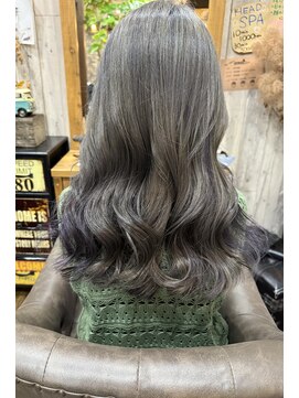 ミュー(m) 【ブリーチあり】グレージュ×ラベンダー/インナーカラー