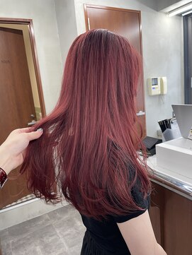 ニコ トウキョウ 渋谷(nico TOKYO) ダブルカラーチェリーレッドピンクブラウン韓国レイヤーロング