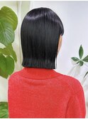 h81 切りっぱなしボブ、縮毛矯正