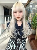 ロングレイヤー抜きっぱなしブロンドカラー