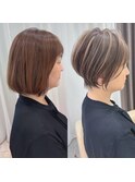 ショートボブ髪型40代50代60代前髪あり前髪なし【橋本】