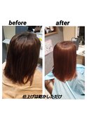 サードトリートメント　before　after　仕上げは乾かしただけ