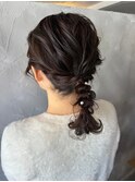 ミディアムヘアの編みおろしポニー♪