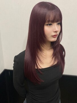 ラグナ(LAGUNA) 【レイヤーカット/ブリーチ/ワインレッド/ロング/10代】