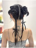 個性派×編み込みツインアレンジ