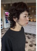 ダークブラウン　ニュアンスウルフパーマ【20代/30代/40代】