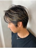 メンズカット ハイライト バレイヤージュ シルバー アッシュ