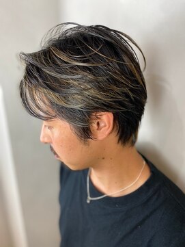 ラトリエ ブロカント 立川北口店(L'atelier BROCANTE) メンズカット ハイライト バレイヤージュ シルバー アッシュ