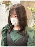 前髪パッツン透けバング　韓国風ヨシンモリ外ハネデジタルパーマ