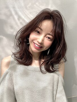 アイコニックナゴヤ(AIconic nagoya) 大人モテ髪外ハネセミディ#カシスカラー#オルチャンヘア