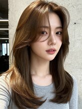 エイチ 大阪梅田(H)&nbsp;ミルクティーベージュウルフパーマミディアムヘア50代髪型