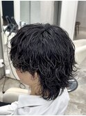 熊本メンズカット マッシュウルフ 波巻きスパイラルパーマ