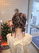 ヘアー アレス(hair ales)&nbsp;ツインお団子　アップスタイル　結婚式ヘア ヘアセット