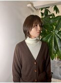小顔レイヤー×透明感ベージュのウルフボブ