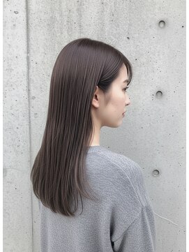 髪質改善ヘアエステサロン メルシー(Merci) 透け感グレージュの艶ストレートロング