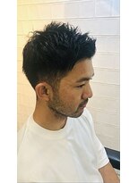 メリケンバーバーショップ フクオカ(MERICAN BARBERSHOP FUK)&nbsp;かき上げヘアショートレイアーくせ毛風パーマコンマヘア66