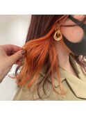 【神山未来】艶感べージュ×ハイトーンオレンジ/インナーカラー