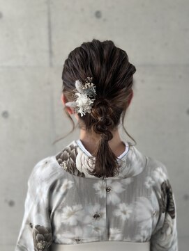 アチーブ ヘア デザイン(achieve hair design) ヘアセット 華やか上品編み込みくるりんぱ 卒業式 着物和服