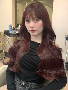 ユニ 表参道(uni) 韓国ヘアくびれヘアレイヤーロングぱっつんシースルーバング原宿