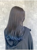 裾カラー×ブルー×黒髪