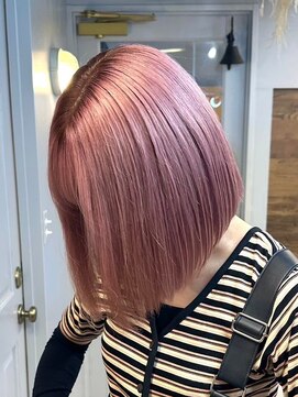 エンター 天神店(ENTER) 透明感カラー/シャイニーピンク/切りっぱなしボブ/ENTER 天神店