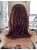 ミディアムヘア オレンジブラウン 髪質改善トリートメント