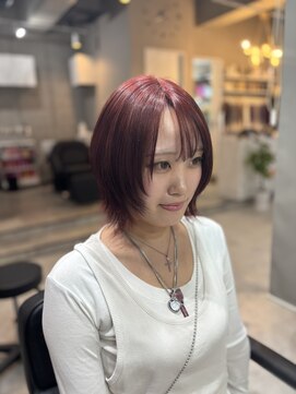 ローズレッド/ブリーチ/ダブルカラー/髪質改善カラー