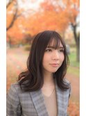 ナチュラルくびれ無造作セミディ ベリーショコラカラー
