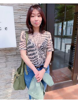 ドルセプラタ(Dulce plata) 大人可愛いピンクブラウン艶カラー×くびれミディアム20代30代