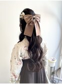 ハーフアップ×リボン