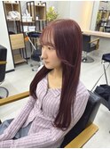 ストレートロング/透明感ナチュラルピンクブラウン