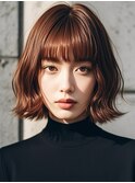 マッシュウルフボブパーマミルクティーベージュシルバーアッシュ