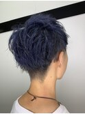 wealstar hair design メンズブルーショートレイヤー