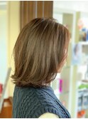 30代40代 大人女子/切りっぱなし外ハネボブ/オリーブグレージュ