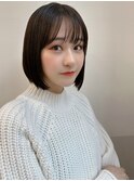 大人可愛い20代30代40代小顔ミニボブ×グレーブラック