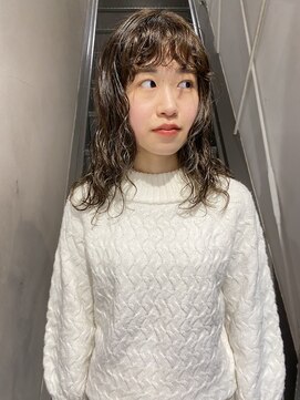 フェンヘアーアイス 中目黒(Fen.hair ici) 美髪くせ毛風カールデジタルパーマダークアッシュ大人美人