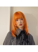 ハッシュカットウルフレイヤーうる艶ペールオレンジカラー