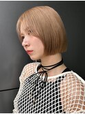 タッセルボブ 透明感ベージュ 韓国ボブ 切りっぱなしボブ 7s73