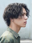 渋谷ルーズパーマメンズカットシャドウパーマセンターパート
