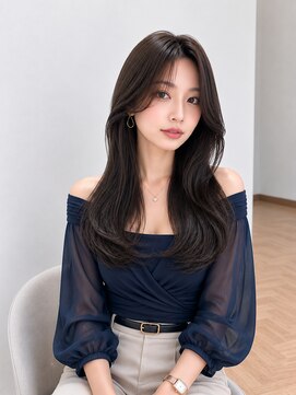 バグズ ヘアデザイン 桔梗が丘店(Baguz HAIR DESIGN) 韓国風くびれレイヤー小顔顔周り透明感艶髪ダークグレージュ前髪