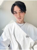 ★メンズ小顔ヘアセンターパートメンズパーマ黒髪ツーブロック