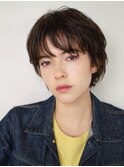 ウルフマッシュ/黒髪/ショコラアッシュ/ボブウルフ/斜めバング