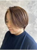 大人のショートボブ/フェイスフレーミングカラー