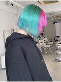 ピンク×ターコイズグリーン
