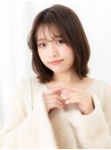 大人可愛いグレーベージュ切りっぱなしボブディd古河20代30代