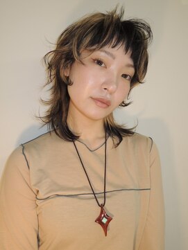 天神　パーマ　ブリーチなしダブルカラー　顔まわりレイヤー